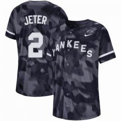 Nike York Yankees #2 Derek Jeter dark blue Pattern majestic baseball jersey-WBL