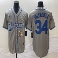 Nike Los Angeles Dodgers #34 Fernando Valenzuela gray majestic baseball Jerseys Joint name -BD 01