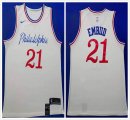 Nike Philadelphia 76ers 21# Joel Embiid beige nba basketball Jersey city viersion-HL