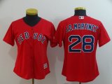 Women Boston Red Sox #28 J.D.Martinez red majestic baseball Jersey