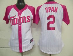 MLB Minnesota Twins 2 Span Womens Pink Splash Fashion Jersey