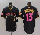 Nike Pittsburgh Pirates #13 Manny Machado black pink majestic baseball jerseys Joint name-BD 02