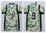 San Antonio Spurs Tony Parker #9 gray green camo nba shorts sleeves