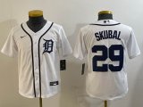 Youth Nike Detroit Tigers #29 Skubal white Majestic baseball jerseys -BD