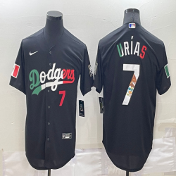 Nike Los Angeles Dodgers #7 Julio Urias black throwback majestic baseball jersey-BD