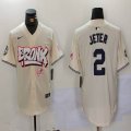 Nike New York Yankees #2 Derek Jeter beige majestic baseball Jersey Joint name 01