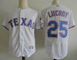 Texas Rangers #25 Jonathan Lucroy white Flexbase Authentic Collection Jersey