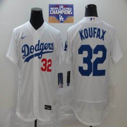 Nike Los Angeles Dodgers 32# Sandy Koufax White mlb baseball jerseys 2020 Dodger World Series Champions