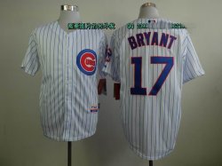 Chicago Cubs Kris Bryant #17 white Blue stripes MLB Jersey