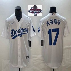 2024 World Series Champions Los Angeles Dodgers #17 Shohei Ohtani Nike white majestic baseball Jersey 01