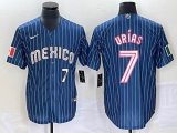 2023 World Cup Mexico #7 Julio Urias blue majestic baseball jerseys 84