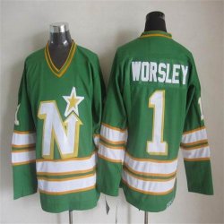 Dallas Stars #1 Worsley Green hockey jersey