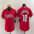 Youth Nike Philadelphia Phillies #12 Schwarber red majestic baseball jersey-BD