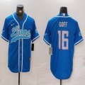 Nike Detroit Lions 16# Jared Goff blue baseball jerseys Joint name-BD