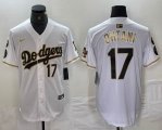 Los Angeles Dodgers #17 Shohei Ohtani Nike white black gold majestic baseball Jersey