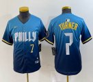 Youth Nike Philadelphia Phillies #7 Trea Turner blue majestic baseball jerseys city version 02