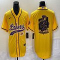 Nike Los Angeless Lakers #24 Kobe Bryant yellow baseball jerseys Joint name MAMBA-BD 01