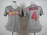 women St.Louis Cardinals 4# Yadier Molina gray mlb jersey