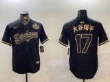 Los Angeles Dodgers #17 Shohei Ohtani Nike black gold majestic baseball Jersey -BD 01