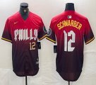 Nike Philadelphia Phillies #12 Schwarber red majestaic baseball jersey city version 02