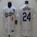 Custom Los Angeles Dodgers #8 and #24 Kobe Bryant white gold Flexbase Authentic Collection Jersey -BD