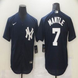 Nike New York Yankees #7 Mickey Mantle dark blue majestic baseball Jersey-BD