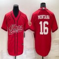 Nike San Francisco 49ers #16 Joe Montana red baseball jerseys Joint name-BD