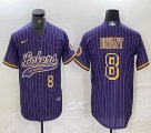 Nike Los Angeless Lakers #8 Kobe Bryant purple baseball jerseys Joint name-BD 04