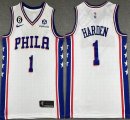 Nike Philadelphia 76ers #1 James Harden white NBA Basketball jerseys 6 patch