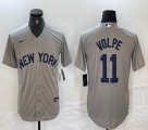 Nike New York Yankees #11 Volpe gray MLB baseball Jersey -BD