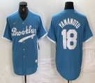 Nike Los Angeles Dodgers #18 Yoshinobu Yamamoto skyblue throwback MLB baseball Jersey