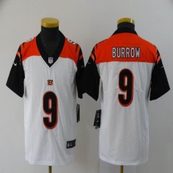 Youth Nike Cincinnati Bengals #9 Joe Burrow white orange Color Rush Limited Jersey