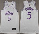 Nike Minnesota Timberwolves #5 Anthony Edwards white purple basketball jersey-