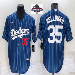 2024 World Series Champions Los Angeles Dodgers #35 Cody Bellinger blue throwback majestic baseball Jerseys-BD