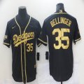 Custom Nike Los Angeles Dodgers #35 Cody Bellinger black gold majestic baseball Jersey-BD