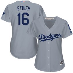 Women Los Angeles Dodgers #16 Andre Ethier gray majestic baseball jersey