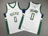 Youth Nike Milwaukee Bucks #0 Damian Lillard white nba basketball Jerseys -XD