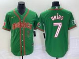 2023 World Cup Mexico #7 Julio Urias green red majestic baseball jerseys 92