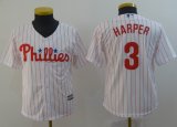 Youth Philadelphia Phillies #3 Bryce Harper white majestic baseball jersey