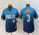 Youth Nike Philadelphia Phillies #3 Bryce Harper blue majestic baseball jersey city version-BD 04