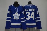 Women Adidas Toronto Maple Leafs #34 Auston Matthews blue hockey jersey