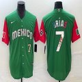 2023 World Cup Mexico #7 Julio Urias green red majestic baseball jerseys 09