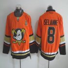 New Anaheim Ducks #8 Teemu Selanne orange hockey jersey A patch