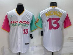 Nike San Diego Padres #13 Manny Machado white majestic baseball Jersey city version 01