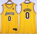 Nike Los Angeles Lakers #0 Russell Westbrook yellow NBA basketball Jerseys 75th-XD