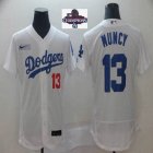 2024 World Series Champions Los Angeles Dodgers #13 Max Muncy white Flexbase Authentic Collection Jersey