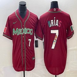 2023 World Cup Mexico #7 Julio Urias red majestic baseball jerseys 76