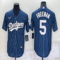 Los Angeles Dodgers #5 Freddie Freeman blue throwback majestic baseball Jerseys-BD 01