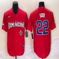 2023 World Cup Dominican Republic's #22 Juan Soto red majestic baseball jerseys 07