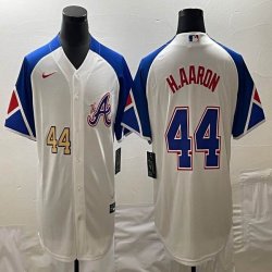 Nike Anaheim Angels #44 Hank Aaron white blue majestic baseball city version 01